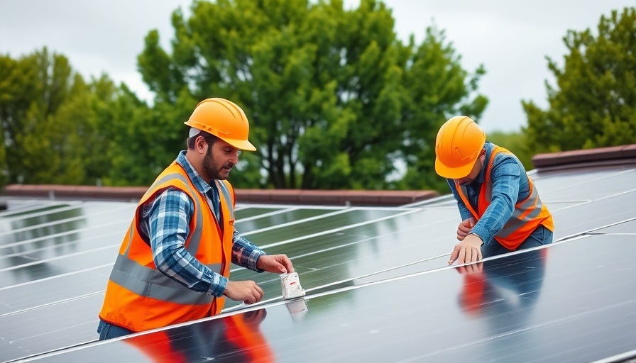 Construction workers installing solar panels, CSRD readiness.