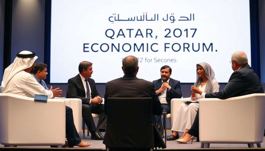 Investing in AI panel at Qatar Economic Forum, professionals discussing.