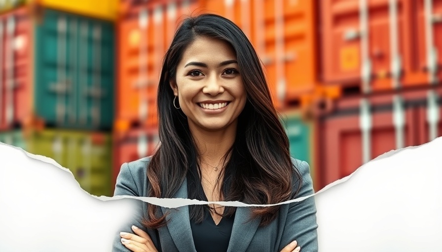 ESG in Battery Supply Chains: Woman standing by colorful shipping containers.