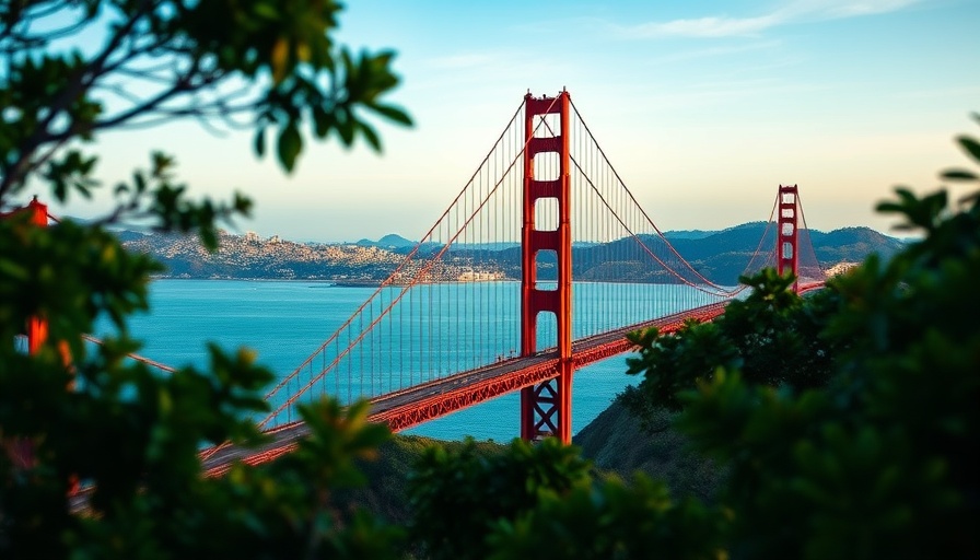 AI solutions at San Francisco conference with Golden Gate Bridge.