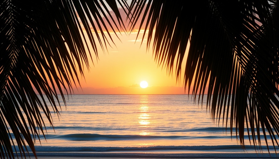 AI-driven personalization in travel marketing: Tranquil tropical sunset with palm trees