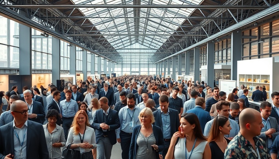 Busy business convention center showcasing AI for business