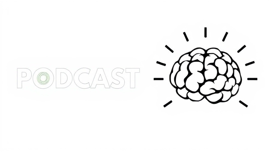 AI marketing strategy podcast banner with bold text and brain illustration.
