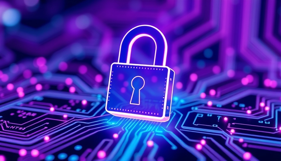 AI Data Security concept with digital lock and circuits.