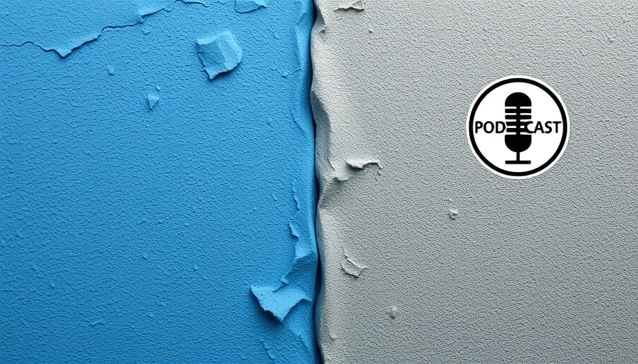 Podcast advertising recall concept with blue and grey textured wall.