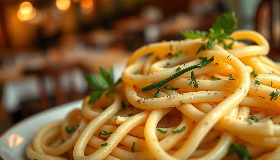 Delicious creamy pasta in a restaurant setting