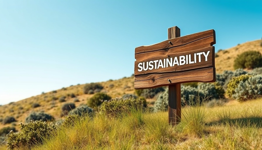 Sustainable travel planning sign in a grassy mountain.