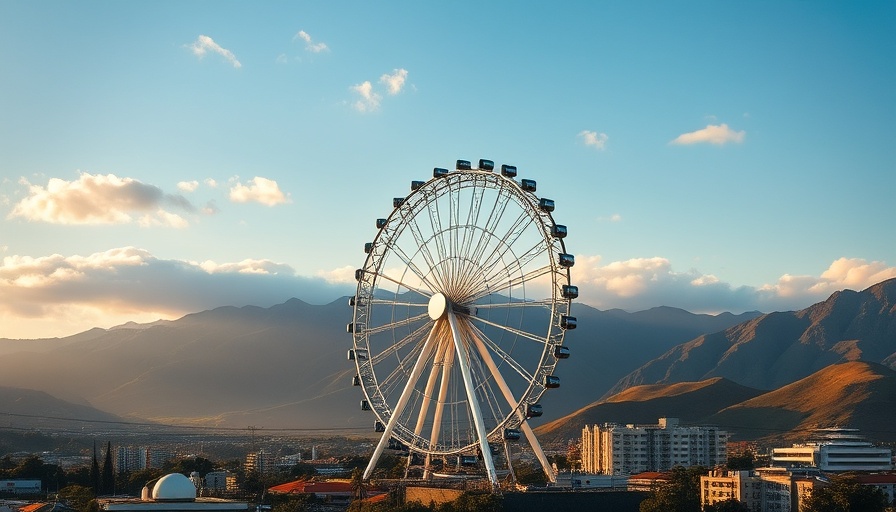 Scenic Ferris wheel at sunset in South Africa's vibrant landscape.