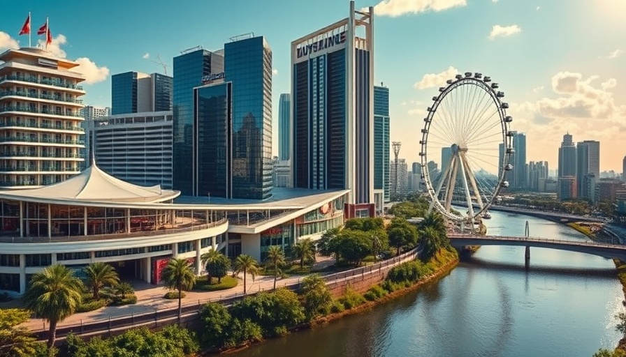 Aerial view of Thailand entertainment complex with modern buildings and ferris wheel