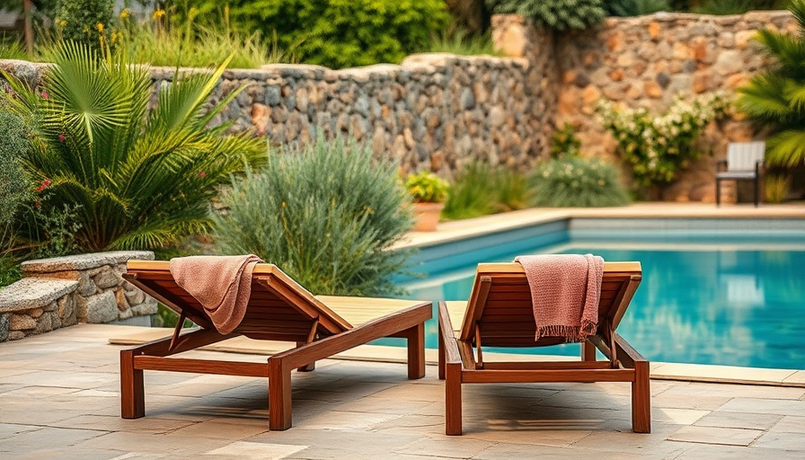 Sustainable travel Costa Blanca: tranquil poolside with natural greenery.