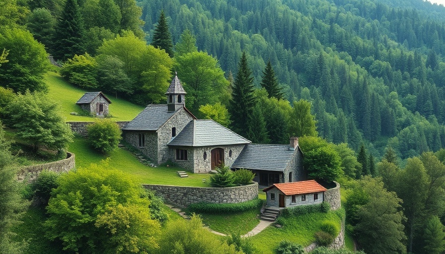Charming hillside hermitage nestled in greenery for sustainable travel.