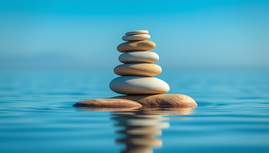 Balanced stones symbolizing impact investment governance on tranquil water.