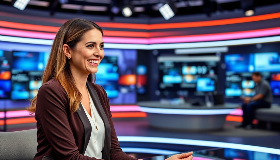 Impact Investment in Robotics: TV studio interview with smiling woman discussing robotics.