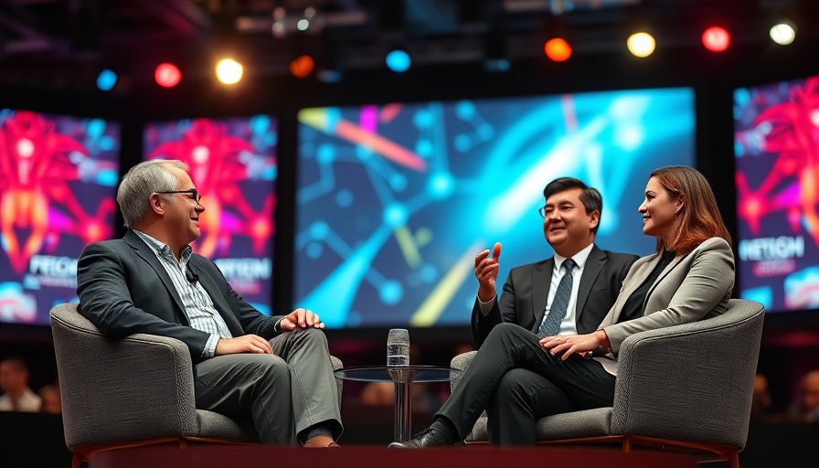 Speakers discussing impact investment at a tech event.