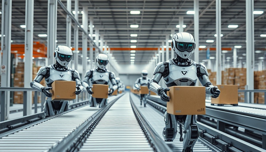 Robots working in a modern warehouse, highlighting Sustainable Finance Technology