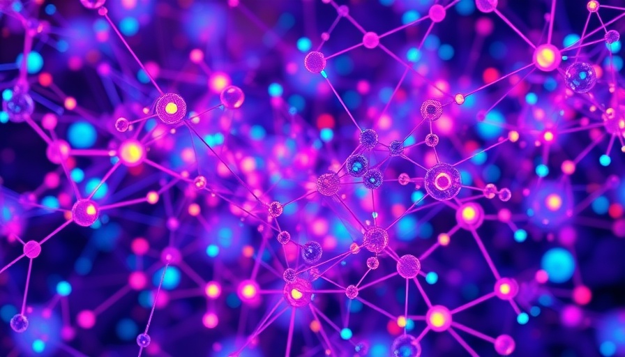 Abstract AI network visualization with complex nodes and connections.