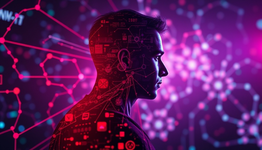 AI in Drug Development digital artwork featuring human silhouette.