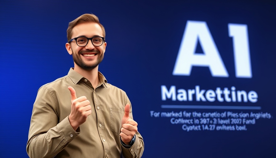 AI marketing strategy speaker banner with smiling presenter.