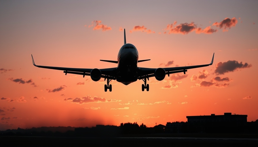 Airplane landing at sunset symbolizing environmental cost of video integration.