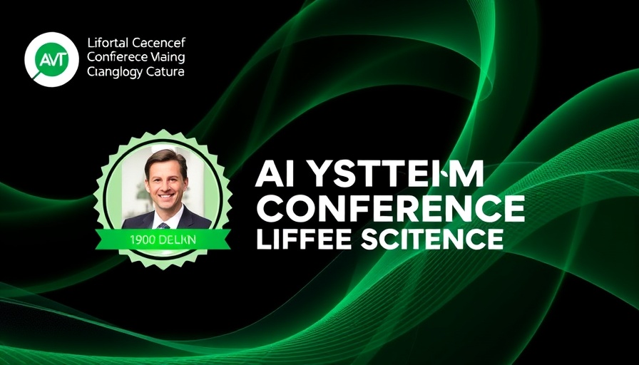 AI systems for life sciences conference slide with professional portrait.