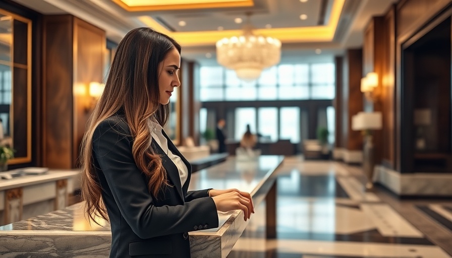 Businesswoman checking in at hotel, reflecting rising business travel costs in Germany.