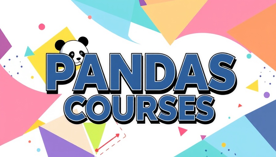 Vibrant geometric design promoting Pandas courses for 2025.