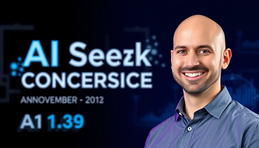 AI Speaker Series poster with speaker portrait and event details.