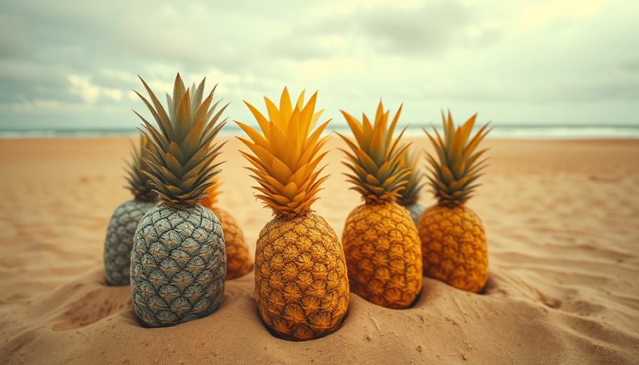 Silver and yellow pineapples on sandy beach, reflecting podcast industry challenges.