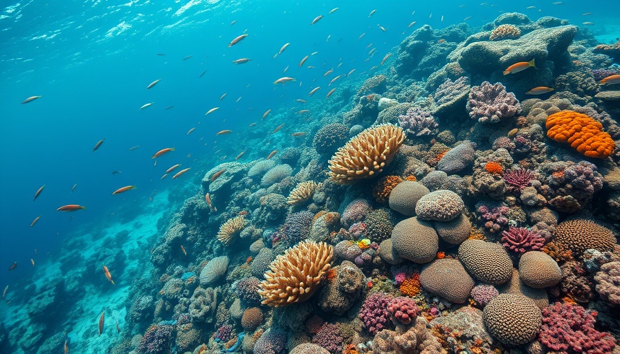 Vivid coral reef thriving underwater, showcasing marine ecosystem.