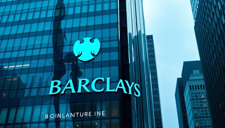 AI in banking transformation: Barclays building with AI branding.