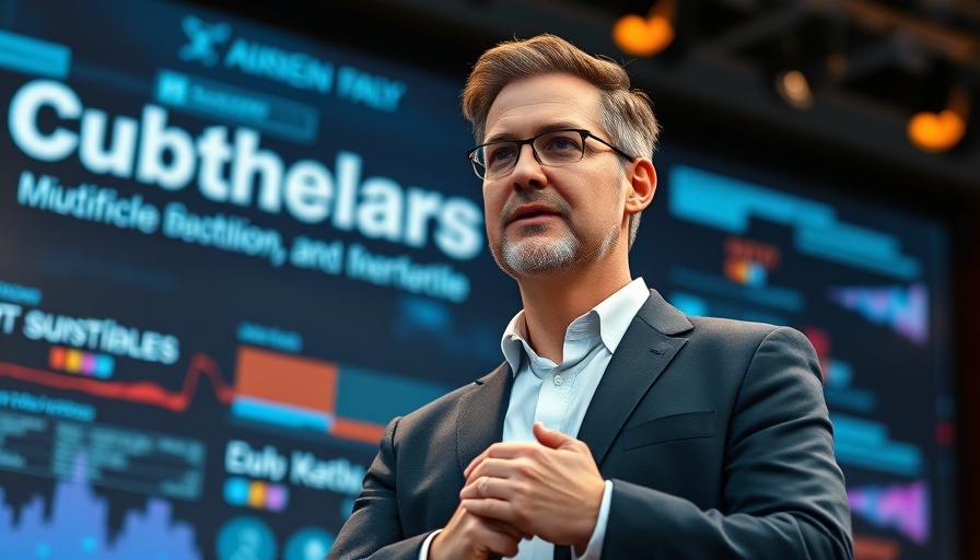 AI marketing strategy conference speaker image, professional male presenter.