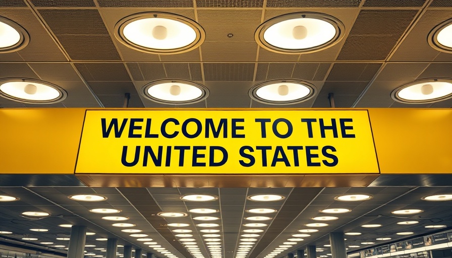 Bright U.S. welcome sign at airport terminal, ESTA fee increase impact on U.S. tourism.