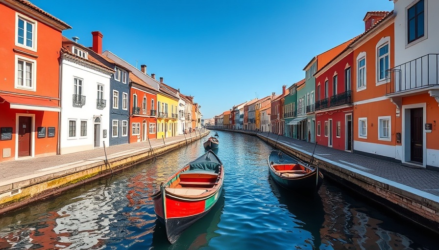 Eco-Friendly Experiences in Aveiro: Canal with boats and colorful buildings.