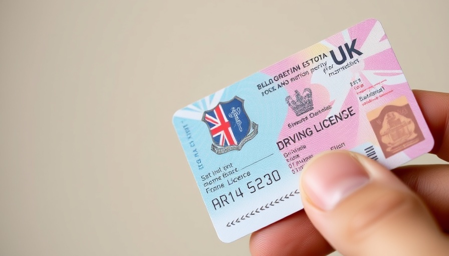 UK driving license held by hand, illustrating ID checks in UK.