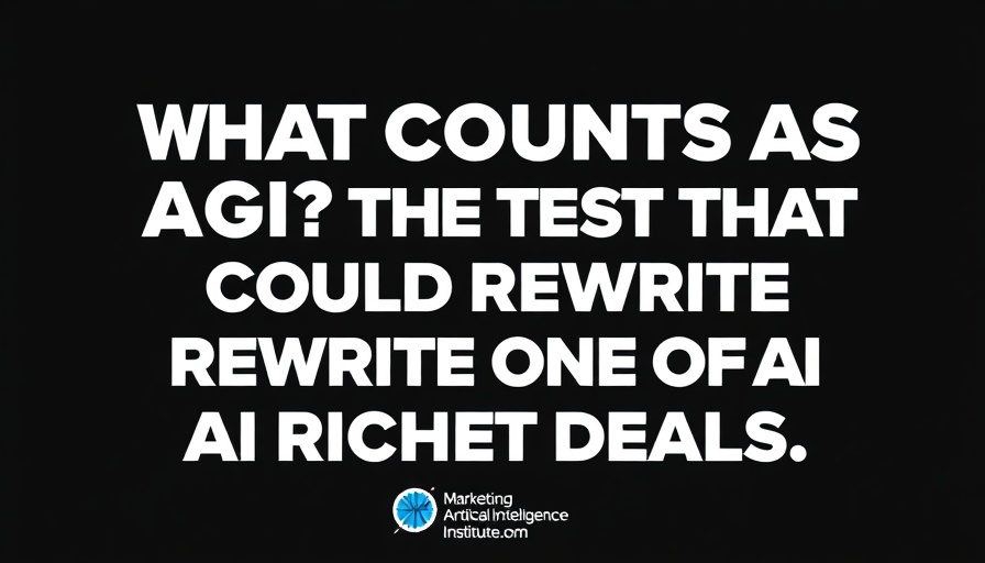 Modern digital poster titled 'What Counts as AGI?' with AI deal discussion.