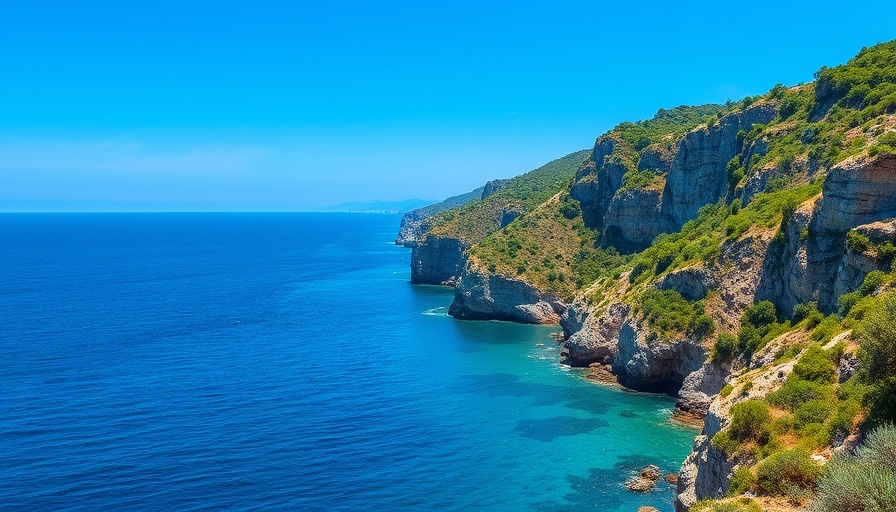 Explore the Coasts of Sardinia Sustainably with stunning blue sea and lush cliffs.