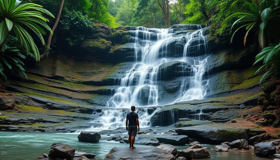 Beautiful cascading waterfall in Belize's lush forest
