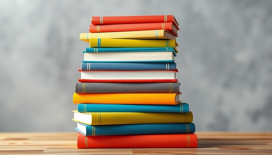 Colorful stack of books showing how podcast advertising works.