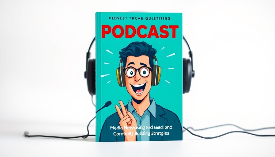 Book cover of podcast-themed illustration with headphones on teal background, highlighting media networking and community building strategies.