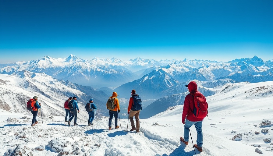 Responsible Trekking in Langtang Valley: Trekkers in snowy mountains.
