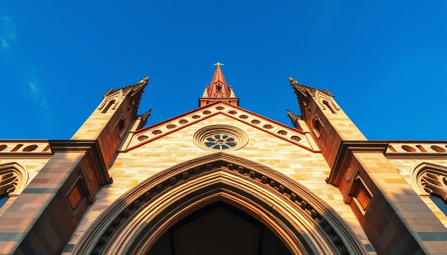 Gothic architectural arch highlighting religious tourism in Mexico.