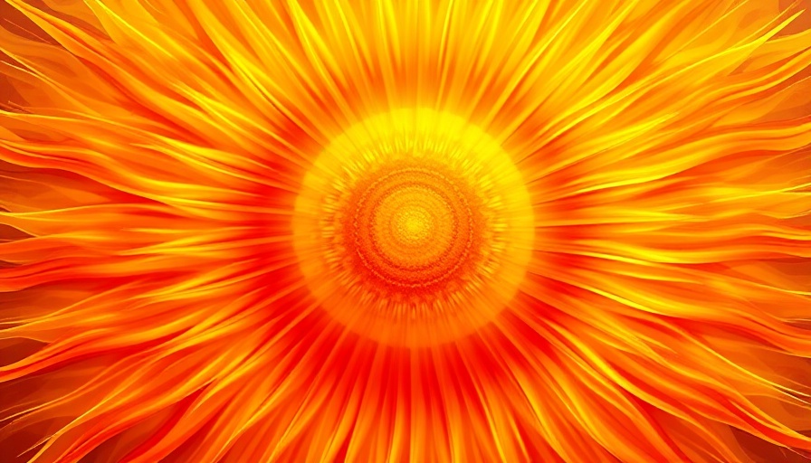 Abstract sun with vibrant orange and yellow rays