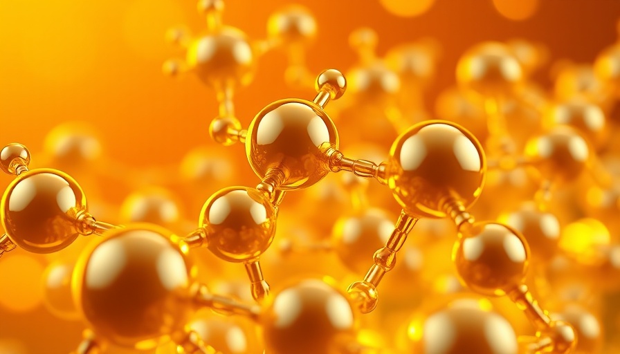 Glossy golden molecules illustration for collagen treatment options