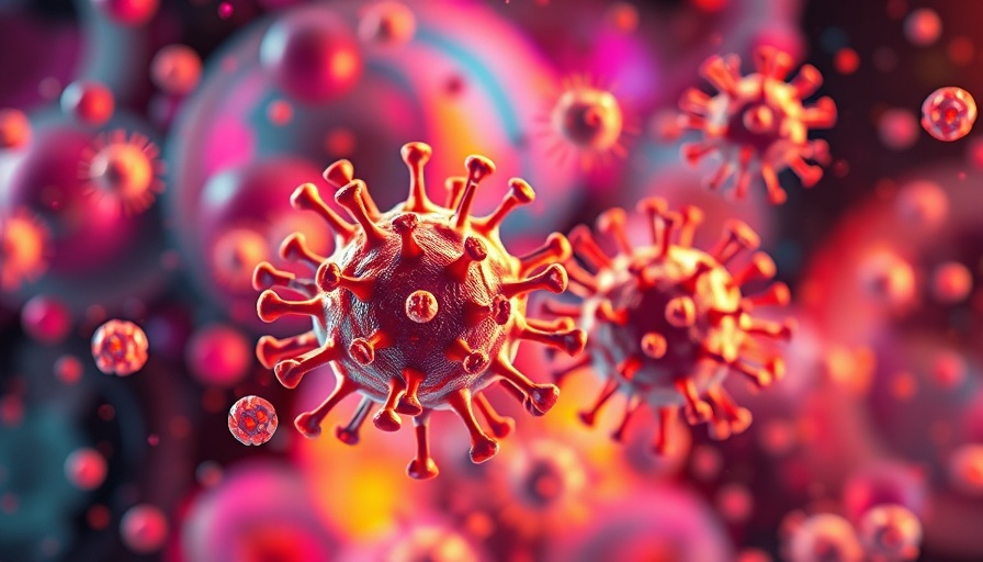 Viral particles in abstract background, digital art.