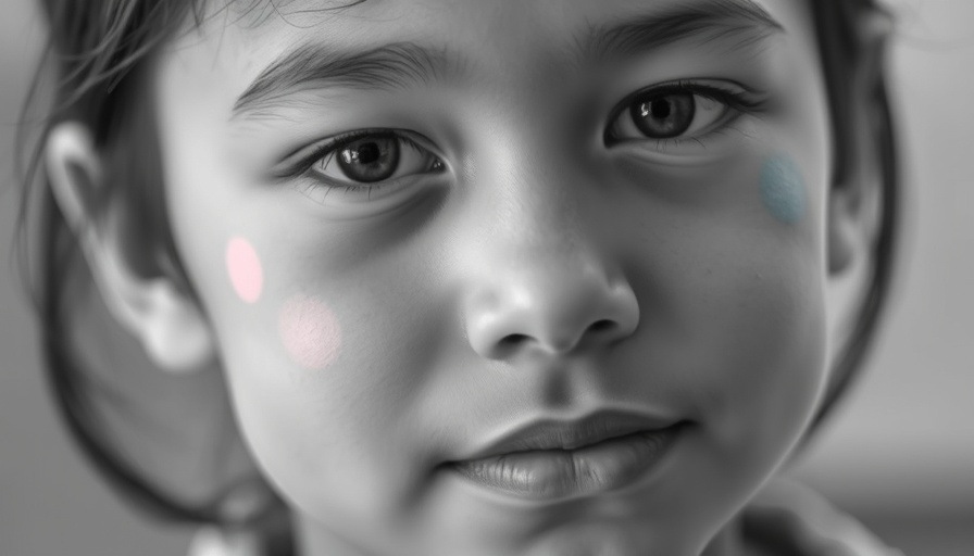 Types of skin discoloration, close-up face with colored spots, educational guide.