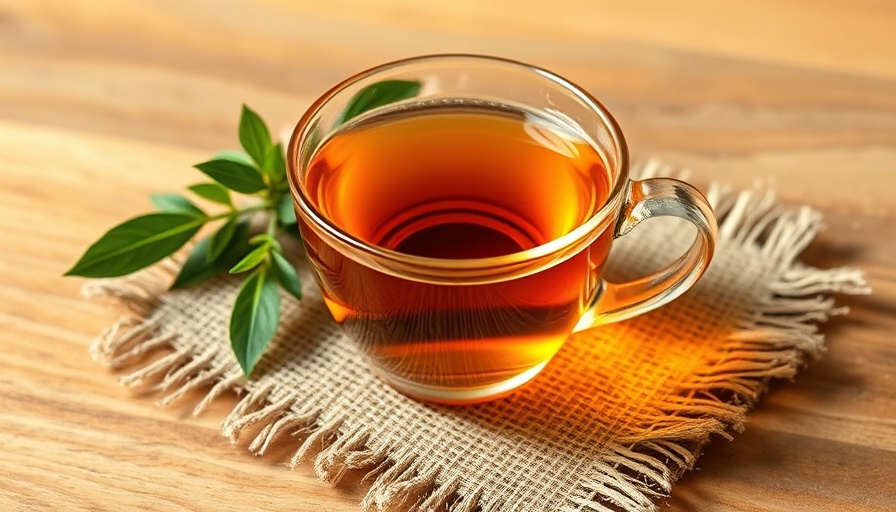 Herbal tea in glass cup highlighting impact of coffee and tea on iron absorption.