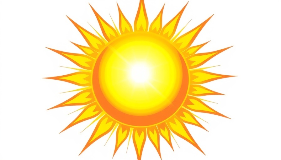 Stylized sun with radiant flares.