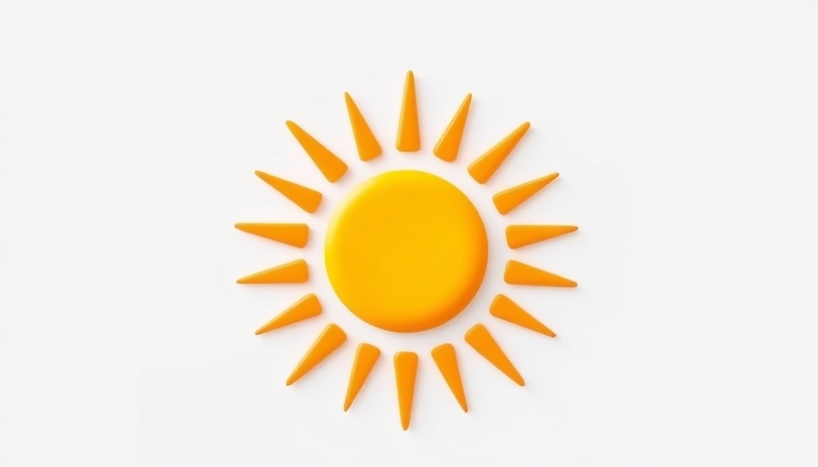 Simple sun icon with orange rays and yellow center on white.