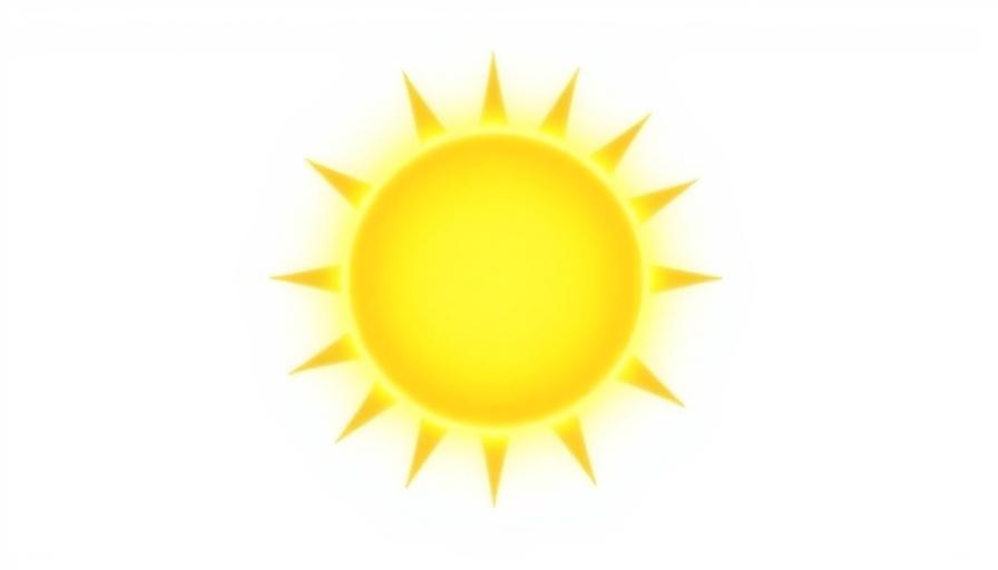 Simple vibrant sun illustration on white background.