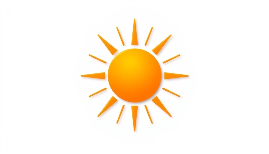 Bright orange sun icon with radiating lines on white background.